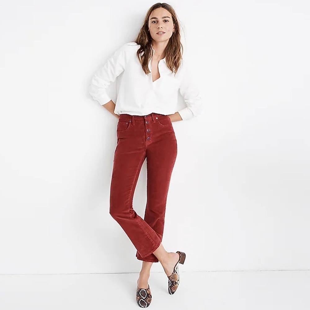 Madewell - Cali Demi-Boot Jeans - Corduroy Button-Front Edition - Canterbury Red